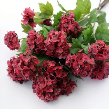 1 DB 67cm 3 Virág Fejek Mesterséges Latex Hortenzia Virág, Csokor Haza Esküvői Asztal Dekoráció Ajándék F647
