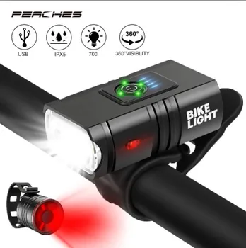 1000LM T6 LED Kerékpár Lámpa Első 1200mAh USB Újratölthető MTB Kerékpár Lámpa Tailight Fényszóró Kerékpáros Lámpa Kerékpár Kiegészítők