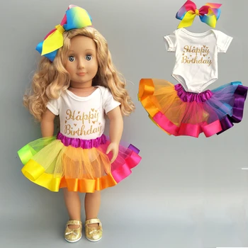 18 cm-es baba ruhák, Baba szivárvány tütü szoknya, a 18 hüvelyk amerikai baba korona varázspálca, baba kiegészítők