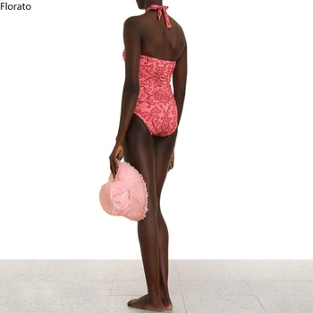 2021 Nők Egyrészes Fürdőruha Nyomtatás Nyakpánt Bikini Push-Up Monokini Brazil Fürdőruha Nyári Strandcuccot A20