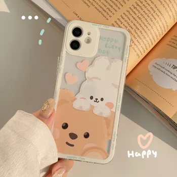 3D-s boldog nyulat medve puha szilikon rajzfilm fedezni iphone 11 12 pro max mini 13 sétány 7 8 plusz x xr xsmax aranyos telefon esetében