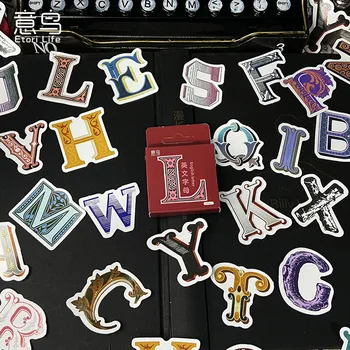40Packs Nagykereskedelmi angol betűk Mini Box matricák számla napló kezét figyelembe dekorációs matrica Papír álló készletek