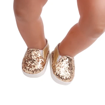 43 cm-es baba babák cipő új született Flitteres hercegnő ruha, cipő naplopók PU Baba játékok illik Amerikai 18 inch Lányok babát g164