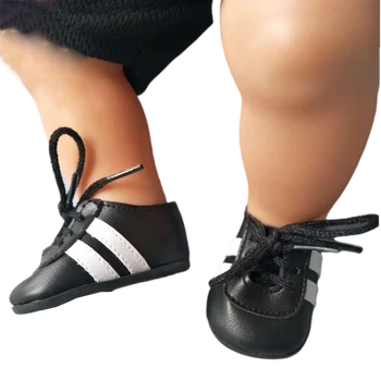 43 CM Reborn Baba fekete labdarúgó sport Cipő 18 cm-es baba, 7cm baba cipő