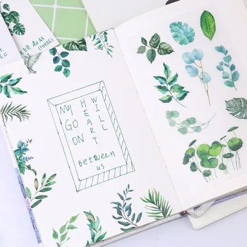 6 db Friss Ins Levél a növények Akvarell Kézikönyv Matricák washi papír Matrica/ DIY dekoráció naplózás, papíráru