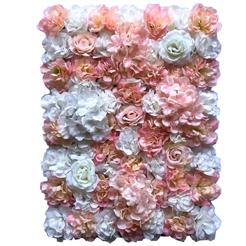 60x40cm művirágok DIY Esküvői Dekoráció Virág Fal Panelek Selyem Rózsa Virág Rózsaszín Romantikus Esküvői Háttér Dekoráció