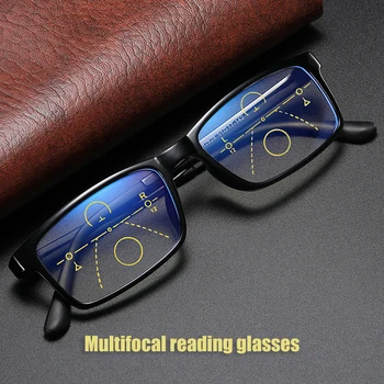 Anti Kék Fény Olvasó Szemüveg +1.0~+4.0 Férfiak Nők Progresszív Multifokális Bifokális Nagyító Presbyopic Szemüveg