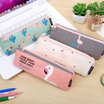 Aranyos, Aranyos tolltartót, a Lányok Flamingók Vászon tanszerek Gyerekek koreai Írószerek Ceruza, Táska Iskola Toll Dobozban