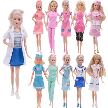 Barbie Baba Ruhák, Divat Nővér/Stewardess Egységes Új Ruha Illik 11.8 Hüvelyk Barbie Lány Babák,30Cm BJD Baba Játékok lányoknak