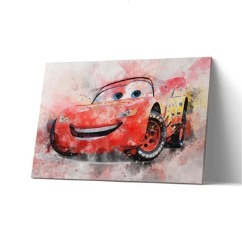 Disney Cars 2 Villám McQueen Mű, Vászon Nyomtatás Disney Pixar Cars Posztert, Festményt, Autók Wall Art Autók Ajándék az Autók Szerelmese