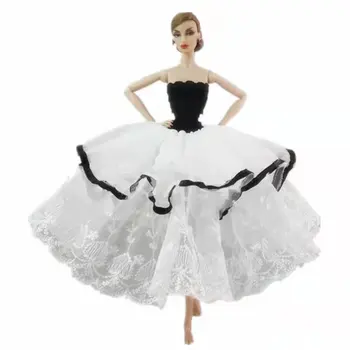 Divat Fehér Fekete Csipke Ruha Vestidoes Barbie Ruhák Ruhák Esküvői Ruha 11.5