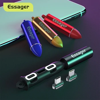Essager Hordozható Mágneses Csatlakozó Doboz Adapter Fém Tároló Tartály iPhone Micro USB-C Típusú Mágnes Töltő Kábel Csatlakozó
