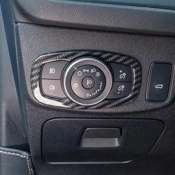 Ford Fiesta MK8 2017 2018 2019 2020-ig Szén-rost Fényszóró Beállítása Gombot Eszköz Kapcsoló Panel Fedél Trim Autó Tartozékok
