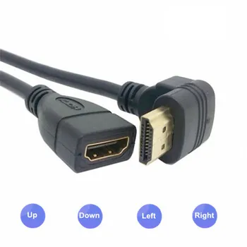 HDMI-kompatibilis Fel & Le & Igaz & Bal Könyök 90 Fokos 1.4 Ethernet & 3D Típusú férfi-nő Hosszabbító Kábel 0.5 m
