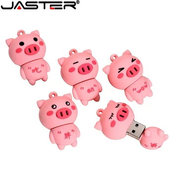 JASTER USB 2.0 pendrive 64 gb-os Rajzfilm Ingyenes Ajándék kulcstartó Aranyos Rózsaszín Malac U Merevlemez, 32 gb-os Pen drive-ok 16 GB 8 GB 4 gb-os Memory Stick