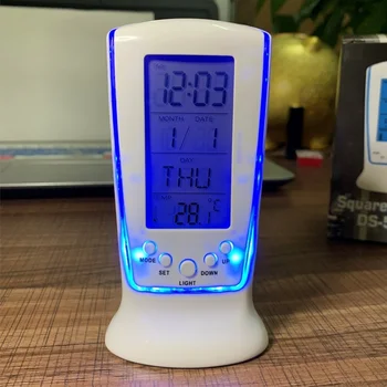 Kreatív LED Világító Mini Ébresztő Óra Zene Riasztás Néma Lusta Elektronikus Örökös Naptár-Ajándék Óra Digitális