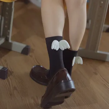LEOSOXS Új női zokni Angyal Szárny középső cső aranyos Japán JK pamut, fekete-fehér egyenruha zokni üzletvezető ajánlott