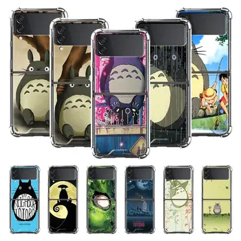 Légzsák tok Samsung Galaxy Z Flip3 5G Összecsukható Puha Coques Z Flip 3 Festett Fold hátlapot Shell A Szomszédom Totoro Anime
