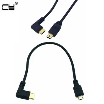 Mini USB & Micro USB Kábel 5 Tűs férfi Férfi USB 3.1 C Típusú Ferde OTG Adat Kábel Adapter Átalakító Töltő Kábel Hossz 25cm