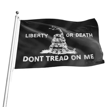 Ne taposs Rám Gadsden Zászló 90x150cm Szabadság vagy Halál Tea Party-Zászlók, Csörgő Kígyó USA Banner