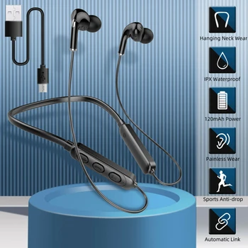 Neckband BT-71 Bluetooth 5.1 In-ear Vezeték nélküli Sport Fejhallgató Nyakán Lóg Fülhallgató HiFi Bass zajcsökkentés Fülhallgató A Telefonhoz