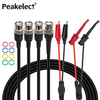 Peakelect P1260 3pcs/set BNC Koaxiális Kábel mérővezeték Készlet BNC, hogy BNC & Csipeszt &Teszt Horog, Clip Teszt Vezet Színes Gyűrű
