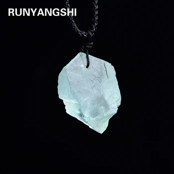 Runyangshi 1db Természetes kristály kvarc zöld Fluorit medál Crystal Semiprecious kő Nyaklánc Ékszer
