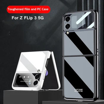Samsung Galaxy Z Flip 3 5G az Esetben Vékony Műanyag, Edzett film, Kemény, Fényes hátlap Galaxy Z Flip3 5G