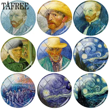 TAFREE Van Gogh Festmény Csillagos Ég 25mm-es Kerek Üveg Cabochon & Üveg Drágaköveket Kupola Medál Tálca Beállítás DIY Ékszerek