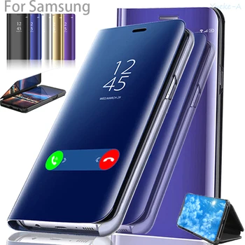 Tok Samsung Galaxy A51-Es A50 A12 A32 A52 A21s A71 A20e A42 A72 A70 A81 A91 S21 A31 M12 S8 S9 S20 Plusz Tükör Flip Telefon Kagyló