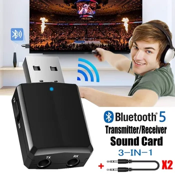 USB-Bluetooth-5.0 Adó-Vevő 3 in 1 EDR Adapter Adapter 3,5 mm-es AUX TV PC Fejhallgató Otthoni Hifi Autó HIFI Audio