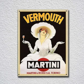 Vintage Retro Stílusú Vermut Martini Adóazonosító Jel Fém Tábla Fém Poszter Fém Metal Dekor Festés Matrica Fali Dekoráció
