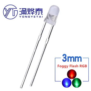 YYT 100 F3 lámpa gyöngyök 3mm színes gyorsan villog RGB kerek fej, ködös önálló villogó LED-fénykibocsátó dióda lámpa gyöngyök