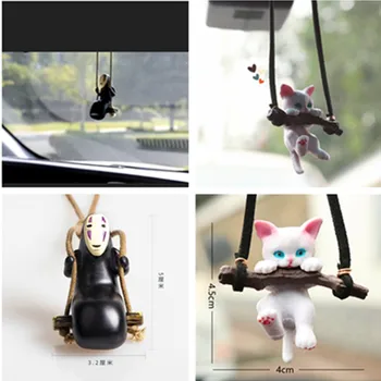 Általános célú, autós kiegészítők arctalan macska-medál autó visszapillantó tükör medál, születésnapi ajándék, aranyos rajzfilm autó tartozékok