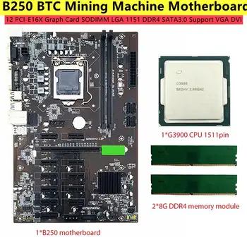 Új B250 BTC Bányászati Gép Alaplap 12 PCI-E16X Grafikon Kártya SODIMM LGA 1151 DDR4 SATA3.0 Támogató VGA-DVI-A Bányász