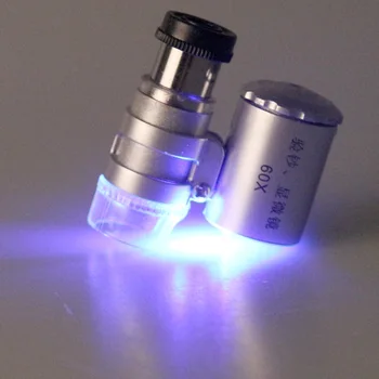 Új Mini 60X Mikroszkóp LED Ékszer Nagyítólencse UV Valuta Érzékelő Hordozható Nagyító Nagyító, a Szem Lencséje, LED Lámpa